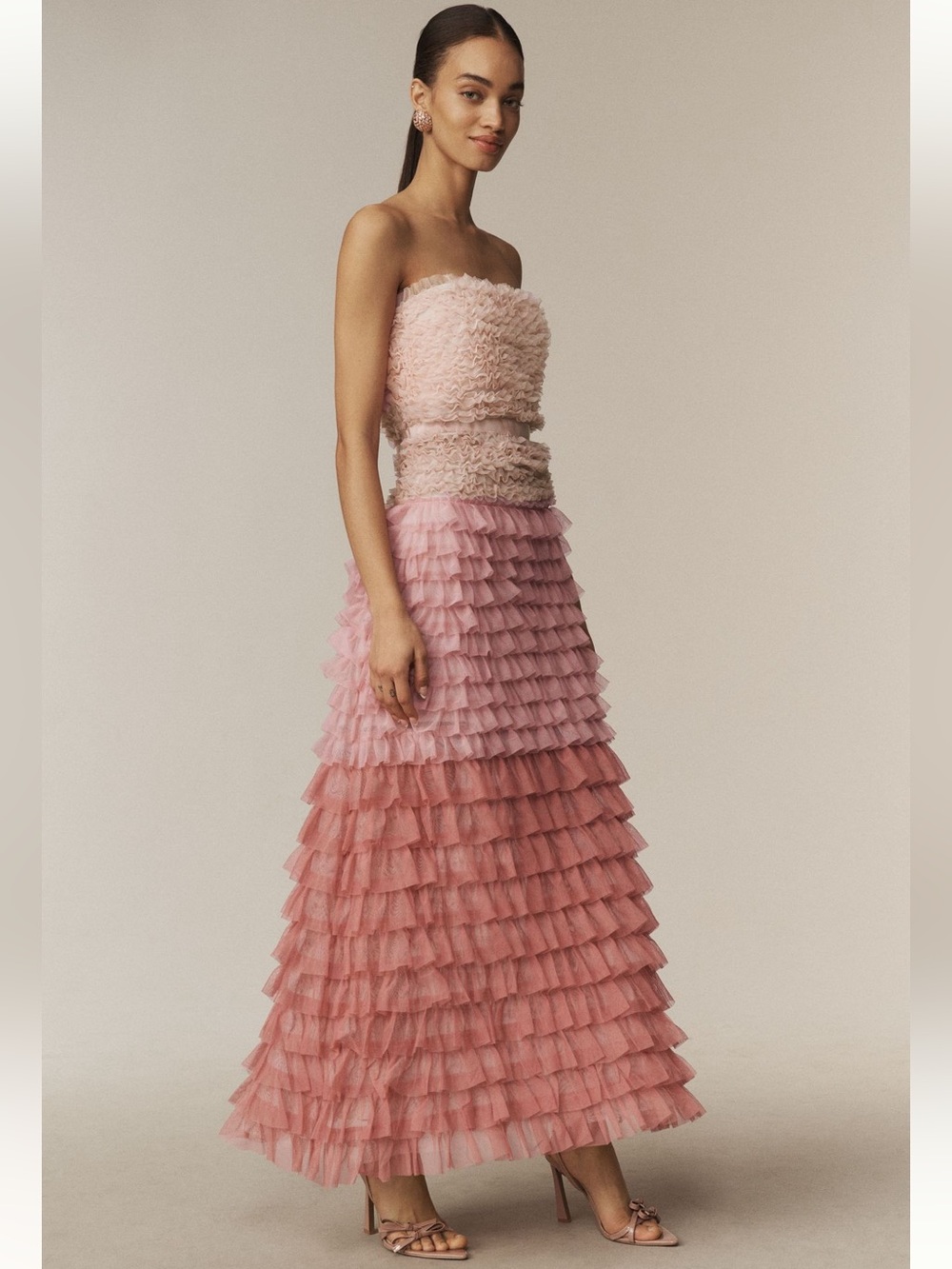 BHLDN Juliet ruffle maxi dress